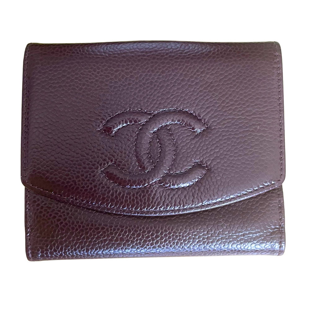 Chanel NEW Wallet Caviar Brown Leather CC Logo Bifold with Coin Pouch Timeless